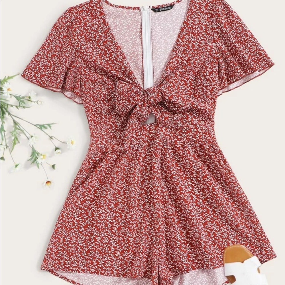 SHEIN tie front romper
